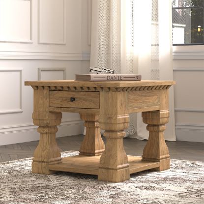 Picture of Largo Rustic Farmhouse Square End Table with Drawer