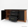 Picture of Benbow Two Tone Marble Top Kitchen Island with Arched Glass Cabinet