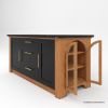Picture of Benbow Two Tone Marble Top Kitchen Island with Arched Glass Cabinet