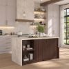 Picture of Brawley Wood & Marble Waterfall Kitchen Island with Oven Space
