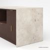 Picture of Brawley Wood & Marble Waterfall Kitchen Island with Oven Space