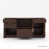 Picture of Brawley Wood & Marble Waterfall Kitchen Island with Oven Space