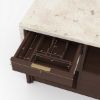 Picture of Brawley Wood & Marble Waterfall Kitchen Island with Oven Space