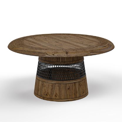 Picture of Casablanca Rustic Wood & Metal Fretwork Round Pedestal Dining Table