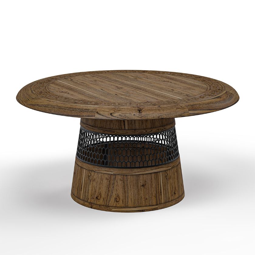 Picture of Casablanca Rustic Wood & Metal Fretwork Round Pedestal Dining Table