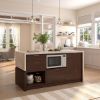 Picture of Brawley Wood & Marble Waterfall Kitchen Island with Oven Space